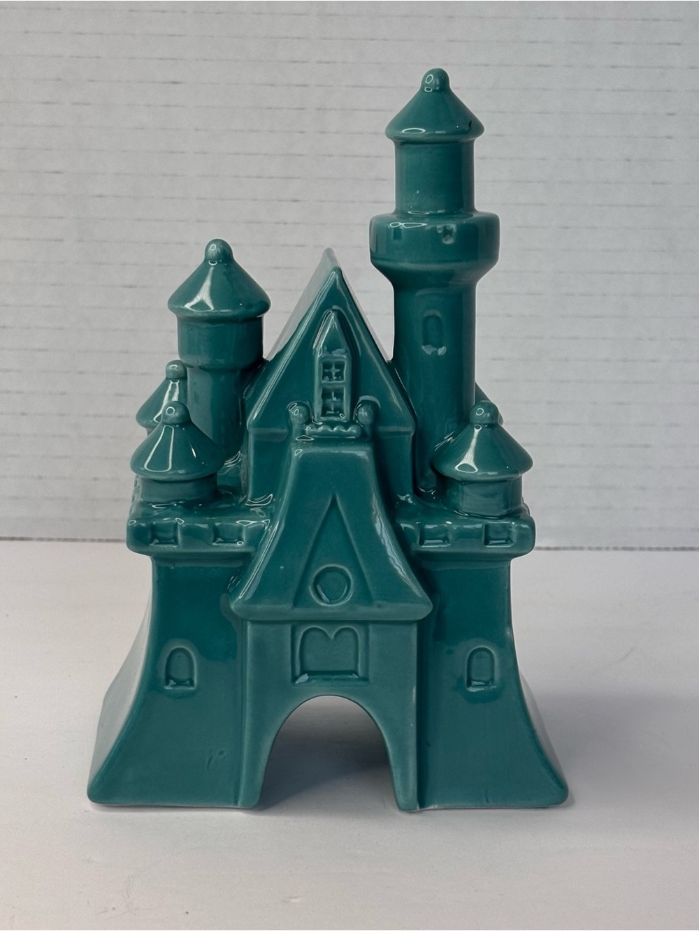 Disney Parks Fantasyland Castle Teal Blue Ceramic Figure Cake Topper Decoration